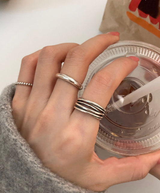 Fine Rings Three-Piece Set Silk Silver Sterling Open FashionChic