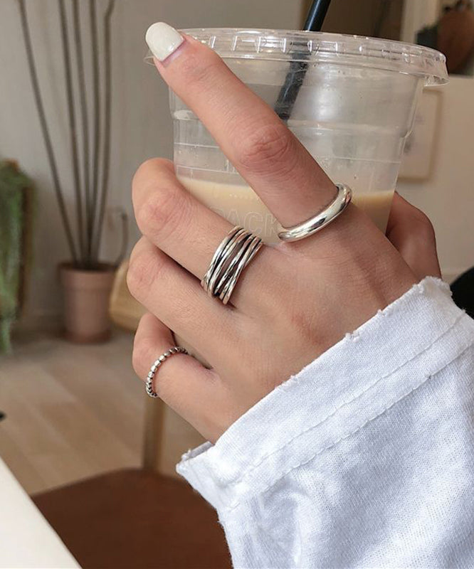 Fine Rings Three-Piece Set Silk Silver Sterling Open FashionChic