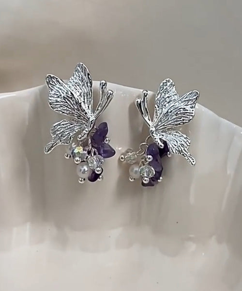 Earrings Tassel Fine Silver Butterfly Pearl Sterling Silk Stud FashionChic