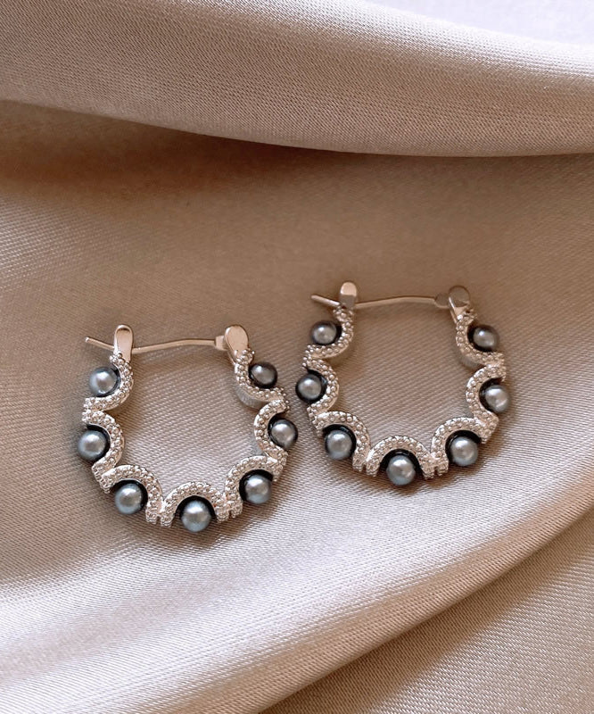 Fine Silk Sterling Silver Pearl Hoop Earrings RB025 ABC