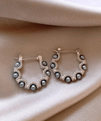 Fine Silk Sterling Silver Pearl Hoop Earrings RB025 ABC