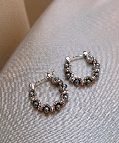 Fine Silk Sterling Silver Pearl Hoop Earrings RB025 ABC