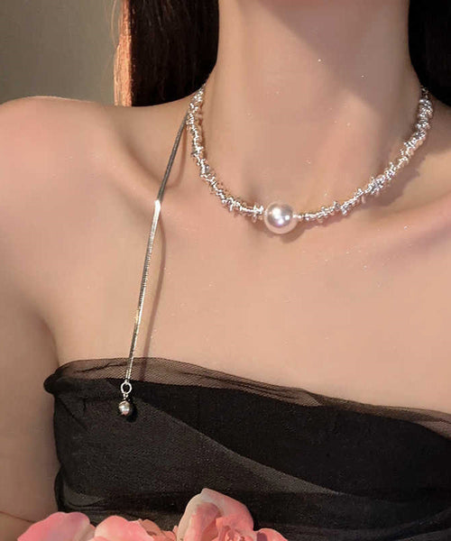 Pull Pearl Silver Sterling Patchwork Silk Fine Broken FashionChic