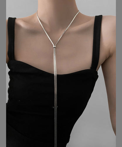 Fine Silk Sterling Silver Pullable Long Necklace QQ073 JEW-NLC240811