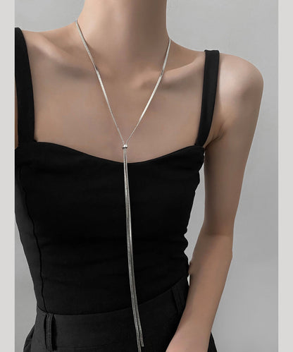 Fine Silk Sterling Silver Pullable Long Necklace QQ073 JEW-NLC240811