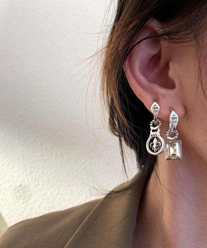 Fine Silk Sterling Silver Zircon Cross Drop Earrings YD029 ABC