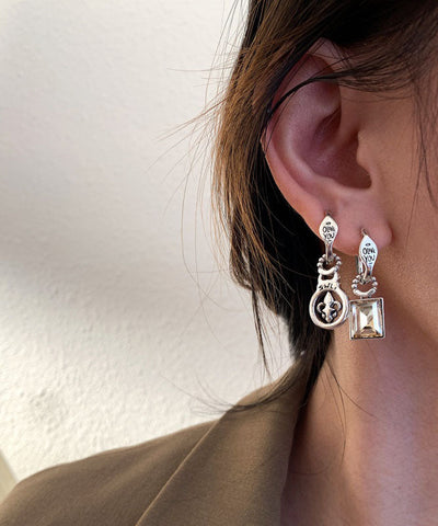 Fine Silk Sterling Silver Zircon Cross Drop Earrings YD029 ABC