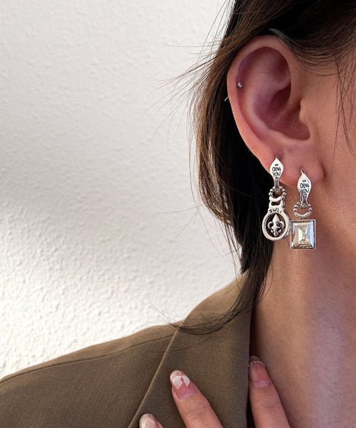 Fine Silk Sterling Silver Zircon Cross Drop Earrings YD029 ABC