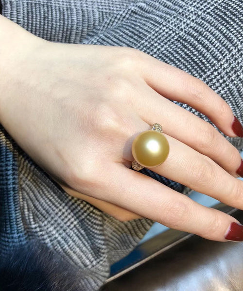 Fine White 14K Overgild Gold Pearl Rings QI050 JEW-RIN240928