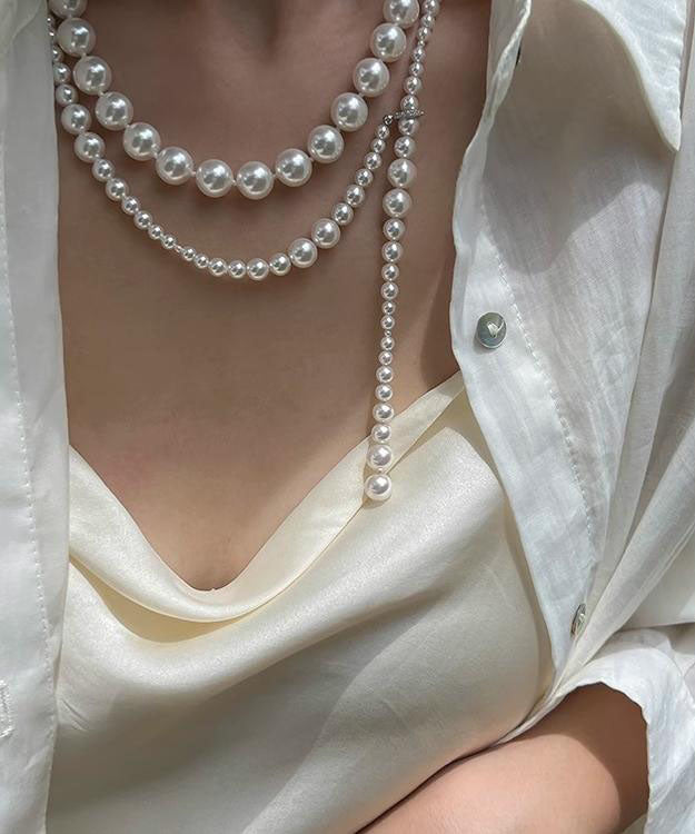 Fine White Copper Alloy Pearl Beading Necklace YA004 ABC