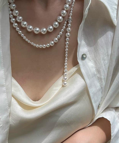 Fine White Copper Alloy Pearl Beading Necklace YA004 ABC