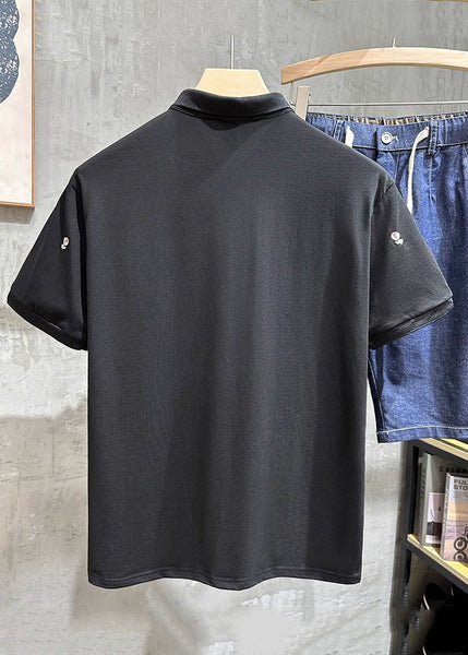 Polo Fine Mens White Embroideried Shirts Button Cotton Summer FashionChic