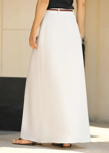 Skirts Fine Pockets Waist Summer High White Maxi FashionChic