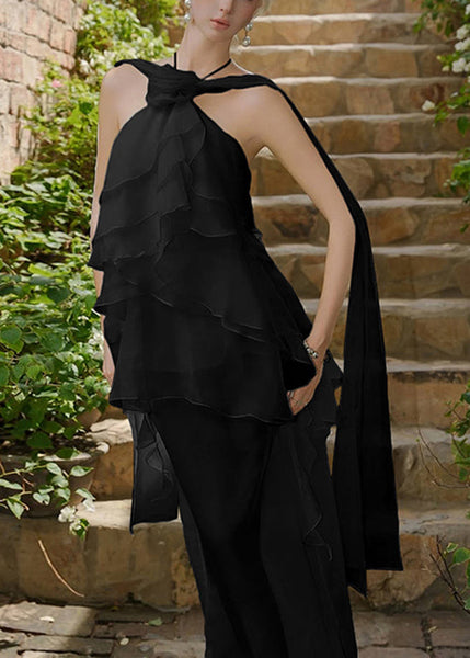 Asymmetrical Chiffon White DesignPatchwork Ruffled Fine Dresses FashionChic