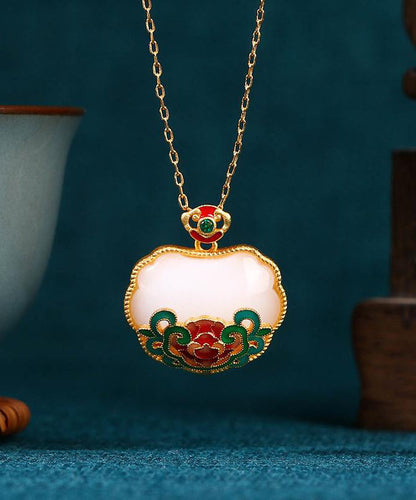 Fine White Ruyi Longevity Lock Necklace Advanced Sense Collar Chain Necklaces KX1062 Ada Fashion