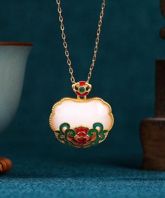 Fine White Ruyi Longevity Lock Necklace Advanced Sense Collar Chain Necklaces KX1062 Ada Fashion