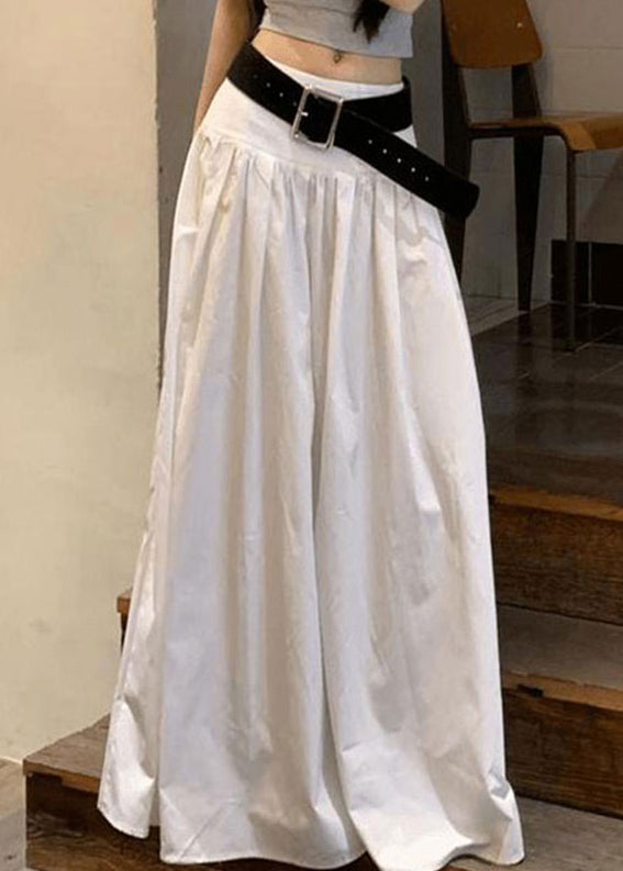 Waist White Solid Fine Skirts Cotton High Summer FashionChic