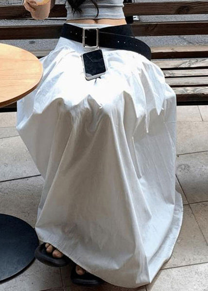 Waist White Solid Fine Skirts Cotton High Summer FashionChic