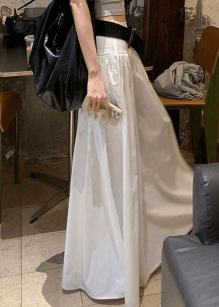 Waist White Solid Fine Skirts Cotton High Summer FashionChic