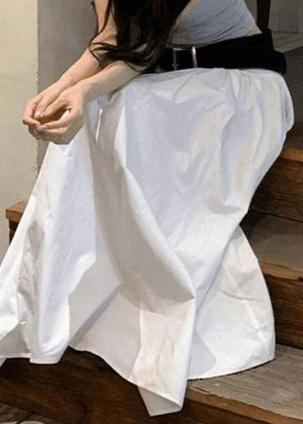 Waist White Solid Fine Skirts Cotton High Summer FashionChic