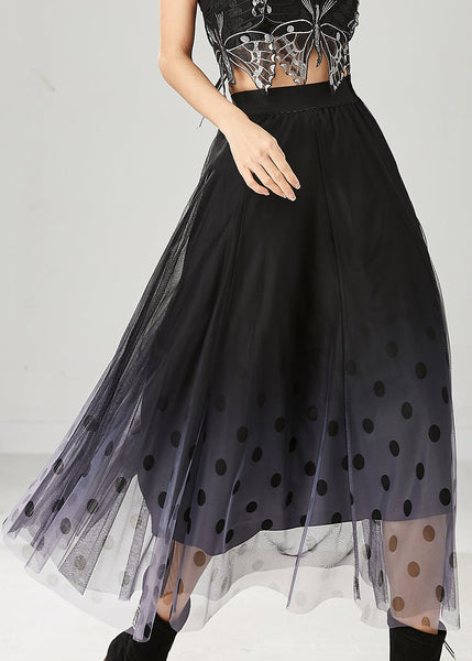 Fitted Black Gradient Color Tulle A Line Skirts Summer YU1015 Ada Fashion