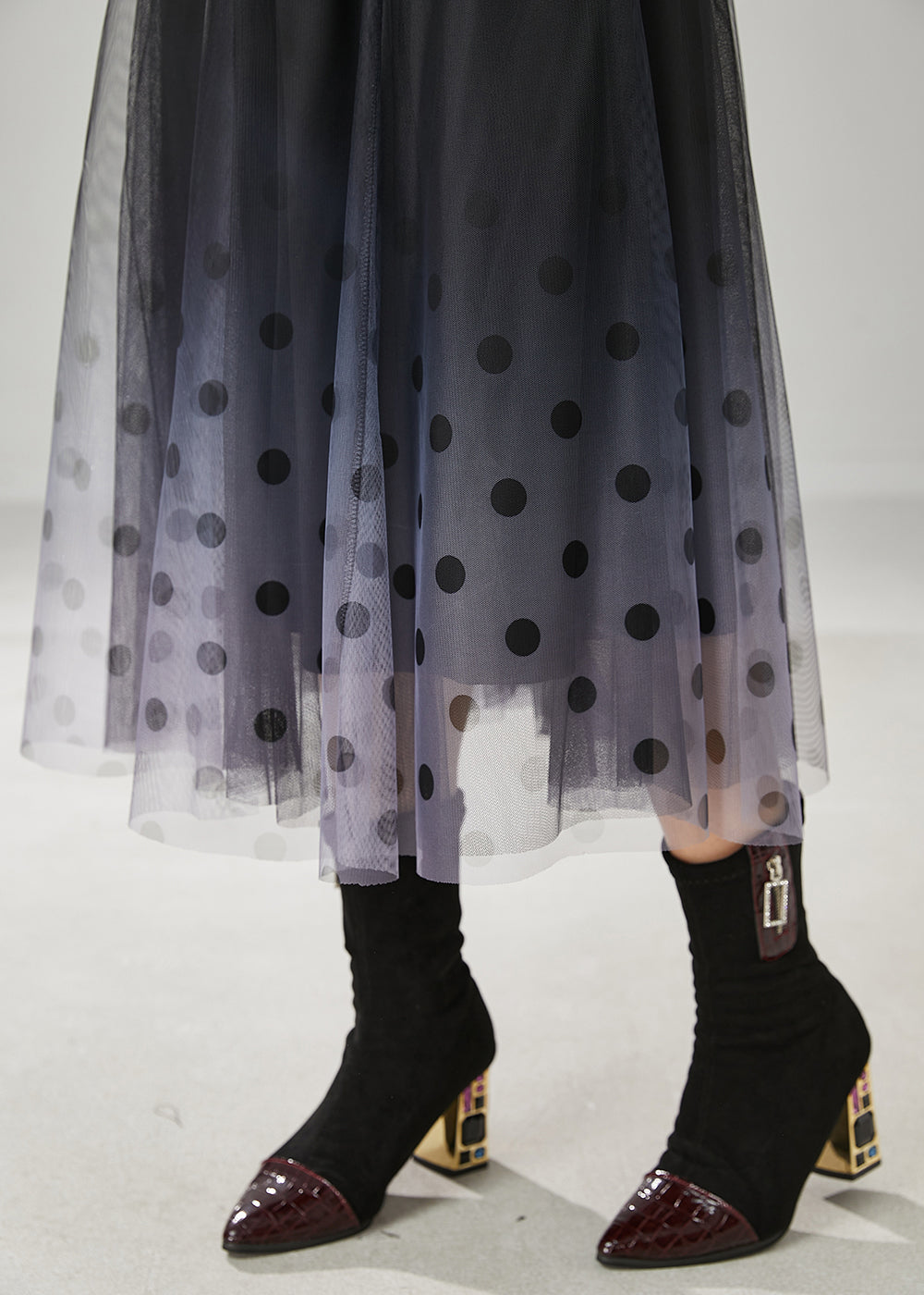 Fitted Black Gradient Color Tulle A Line Skirts Summer YU1015 Ada Fashion