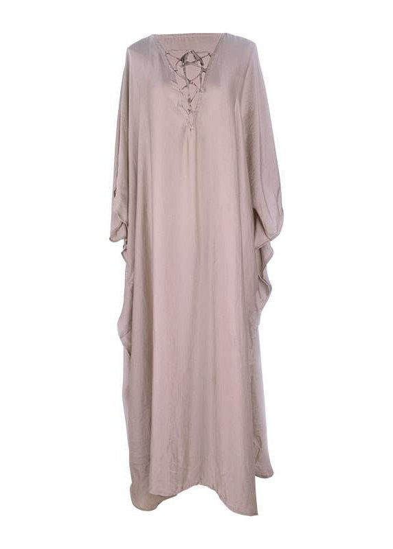 Dress Silk Open Holiday Khaki Oversized Fitted Side Batwing FashionChic