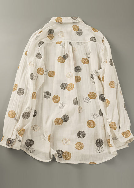 Tops Oversized Spring Orange Cotton Print Shirt Fitted FashionChic