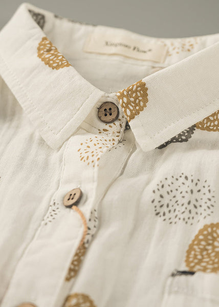 Tops Oversized Spring Orange Cotton Print Shirt Fitted FashionChic