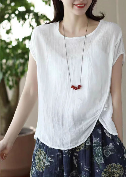 Asymmetrical White Fitted Beach Vest Linen Summer FashionChic