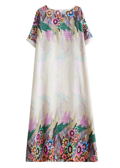 White Print Fitted Sundress Cotton Sleeve Batwing Oversized FashionChic