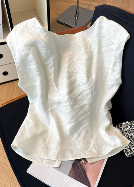 Floral Silk Square Beige Open Front Collar Summer Shirt FashionChic