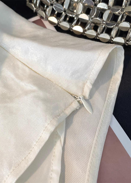 Floral Silk Square Beige Open Front Collar Summer Shirt FashionChic