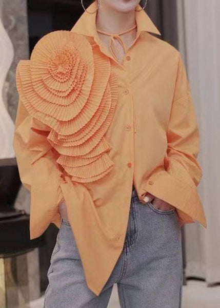 Floral Blue Peter Pan Collar Button Cotton Shirts Long Sleeve EE1044 SH-LF-LTP240517