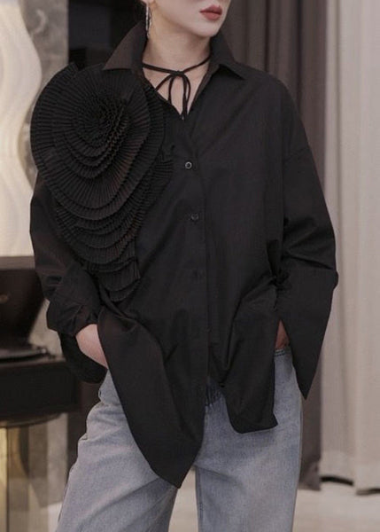 Floral Blue Peter Pan Collar Button Cotton Shirts Long Sleeve EE1044 SH-LF-LTP240517