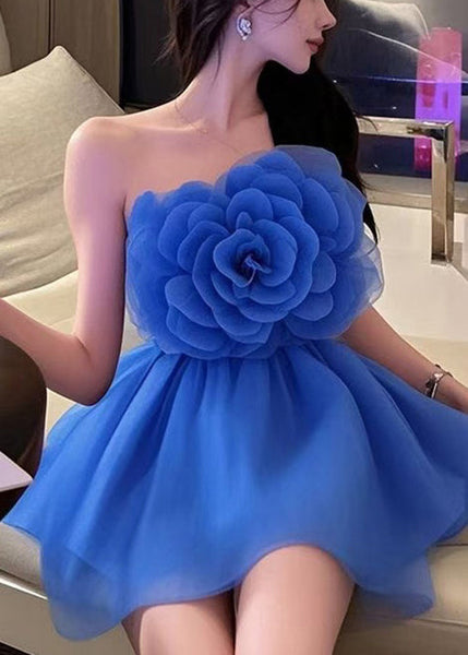 Floral Solid Shoulder Mini Cold Sleeveless Coffee Dresses FashionChic