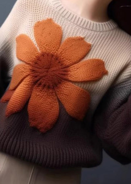 Floral Gradient Color Cozy Knit Pullover Sweaters Winter WX024 ABC
