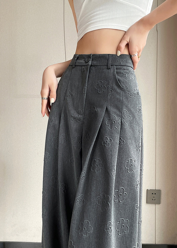 Floral Grey Pockets High Waist Spandex Pants Summer KK056 SH-LF-LPTS240602