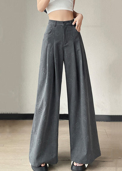 Floral Grey Pockets High Waist Spandex Pants Summer KK056 SH-LF-LPTS240602
