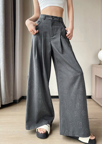 Floral Grey Pockets High Waist Spandex Pants Summer KK056 SH-LF-LPTS240602