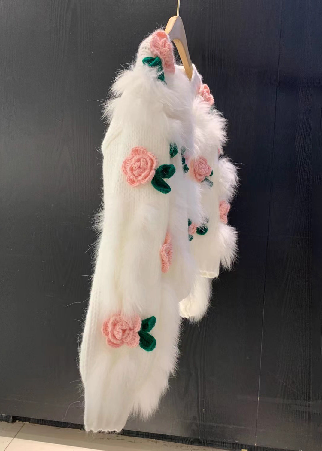 Floral Pink V Neck Button Patchwork Knit Cardigan Winter WK046 OM-SW241119