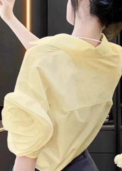 Floral White Peter Pan Collar Solid Cotton Shirts Summer AW1019 OM-NZ240827