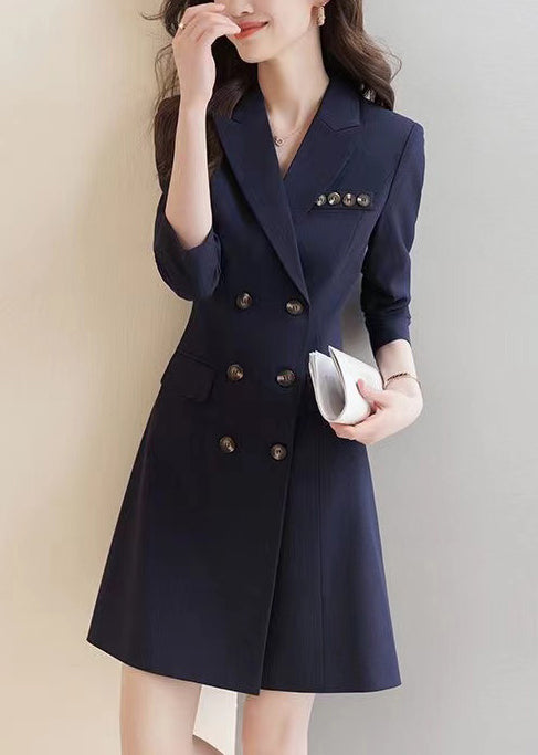 Formal Navy Silm Fit Work Dress Double Breast Spring YJ059 ABC