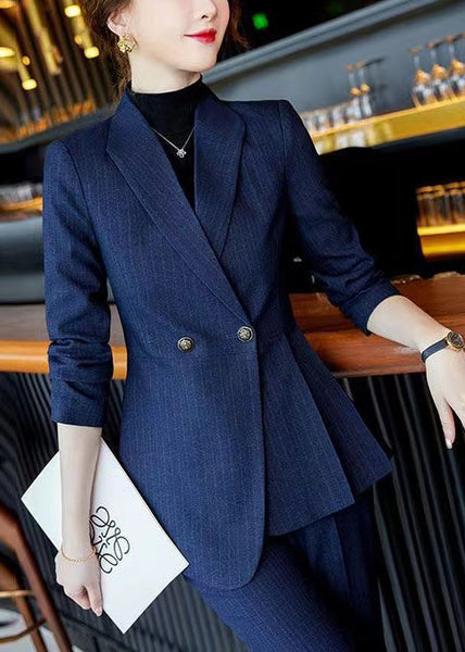Formal Navy Wrinkled Plaid Silm Fit Coat Spring YJ054 ABC
