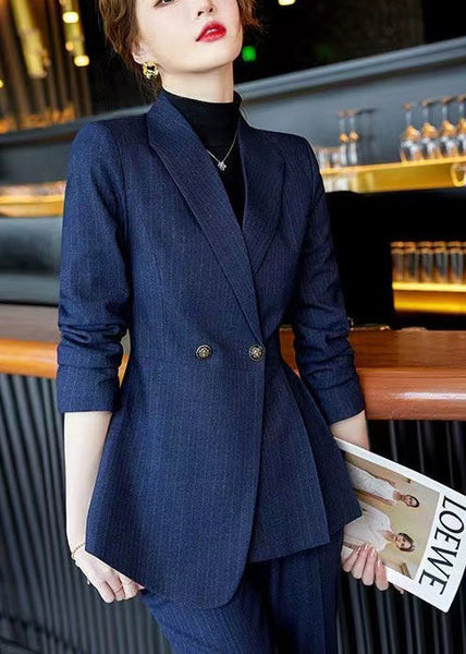 Formal Navy Wrinkled Plaid Silm Fit Coat Spring YJ054 ABC