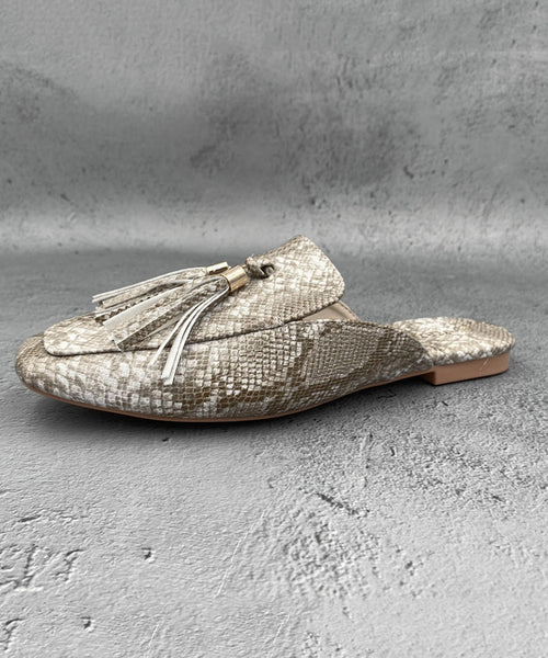 Faux Sandals Apricot French Leather Tassel Slide FashionChic