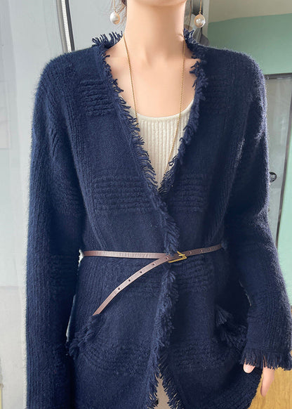 French Apricot Tasseled Pockets Wool Loose Cardigans Fall WO019 HS-NCT241109