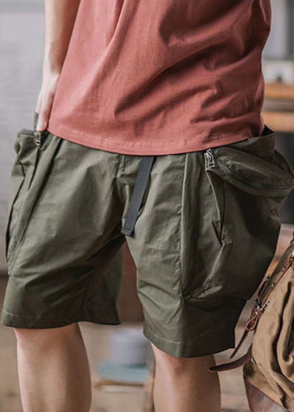 Summer Shorts Up French Cotton Zip Green Army Men Pockets FashionChic