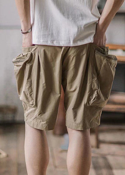 Summer Shorts Up French Cotton Zip Green Army Men Pockets FashionChic