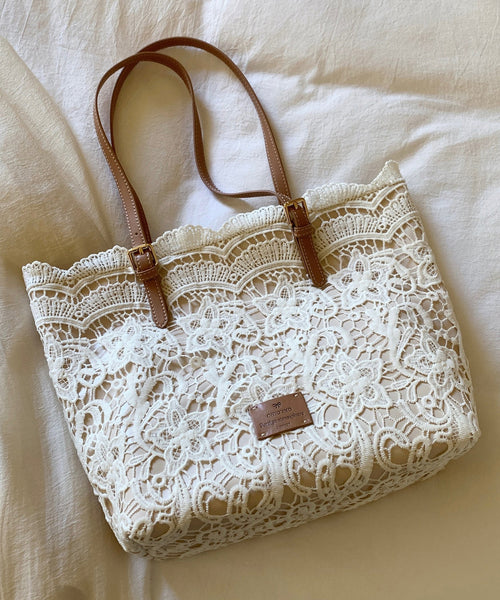 Bags Large French Shoulder Lace Capacity Beige FashionChic
